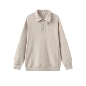 NEW PROPER men's convertible collar polo in ecru